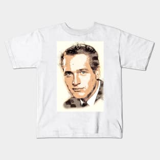 Remarkable PAUL NEWMAN ✪ Actor Portrait ✪  Vintage Sketch Retro Art Style Kids T-Shirt